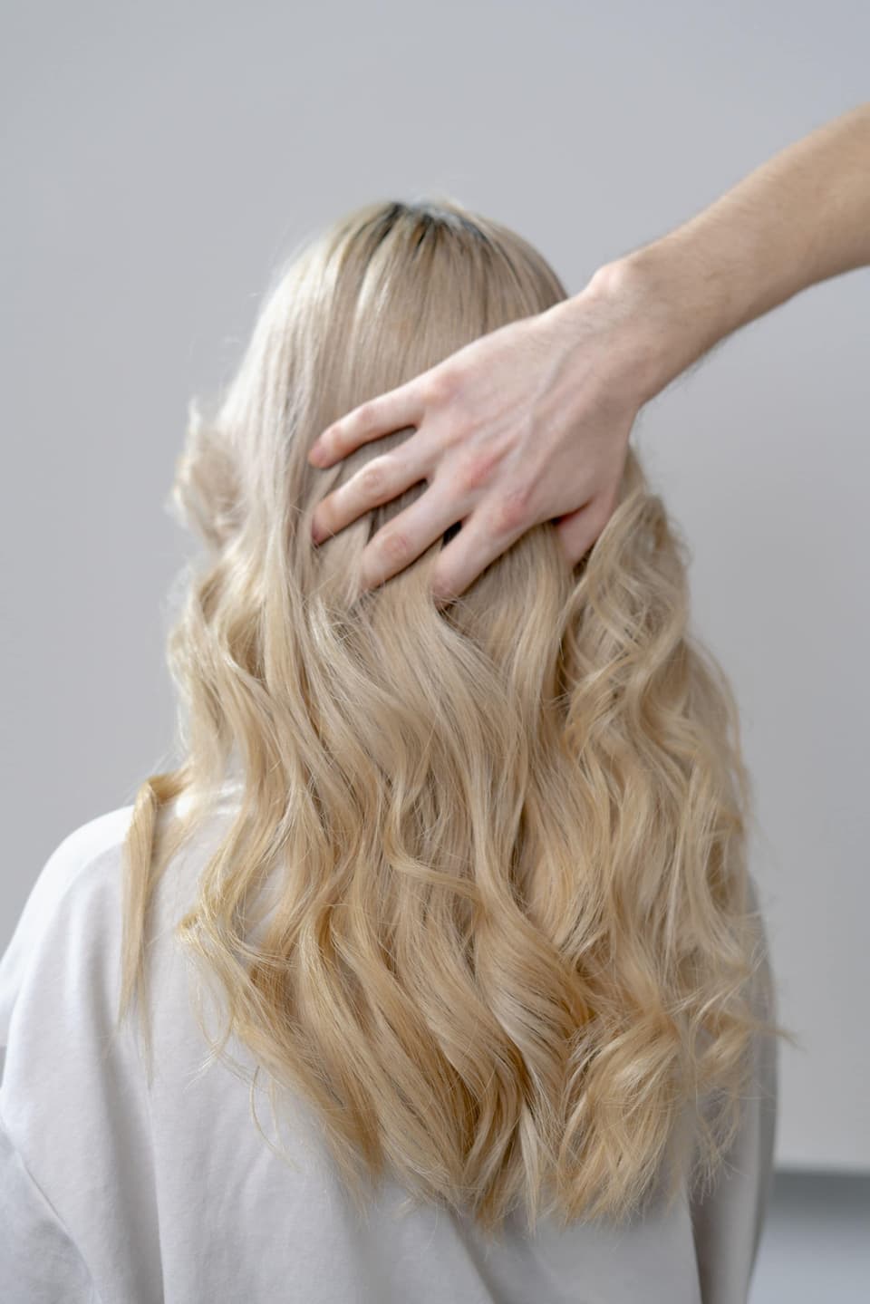 Long honey blonde waves, painted freehand